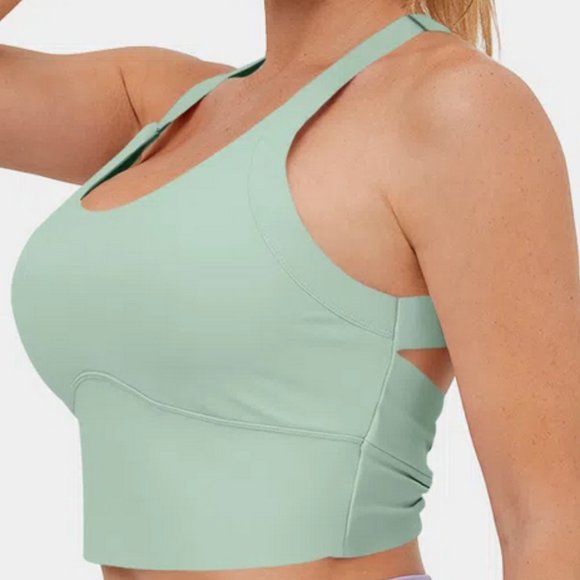 Halara Pale Green Cloudful Backless Cut Out Twisted Cropped Yoga Tank Size XS - Picture 4 of 8